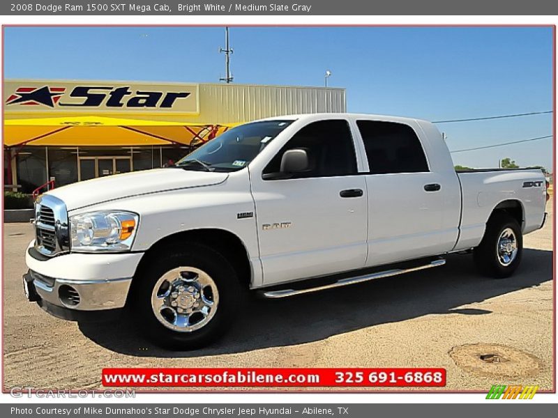 Bright White / Medium Slate Gray 2008 Dodge Ram 1500 SXT Mega Cab