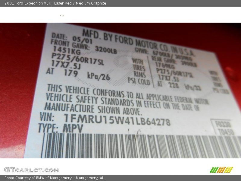 Laser Red / Medium Graphite 2001 Ford Expedition XLT