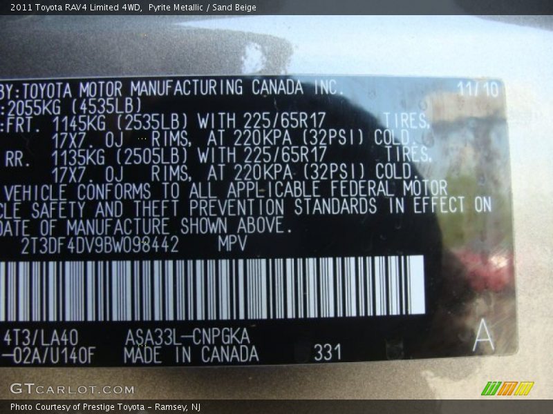 Pyrite Metallic / Sand Beige 2011 Toyota RAV4 Limited 4WD