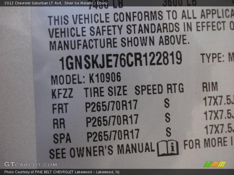 Silver Ice Metallic / Ebony 2012 Chevrolet Suburban LT 4x4