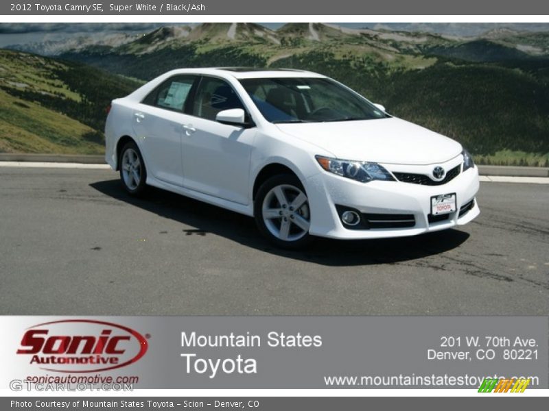 Super White / Black/Ash 2012 Toyota Camry SE