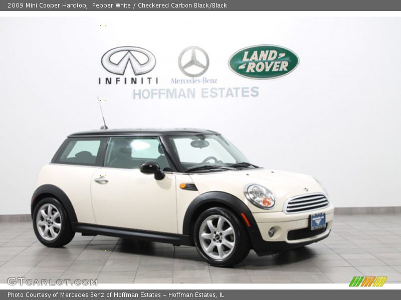 Pepper White / Checkered Carbon Black/Black 2009 Mini Cooper Hardtop