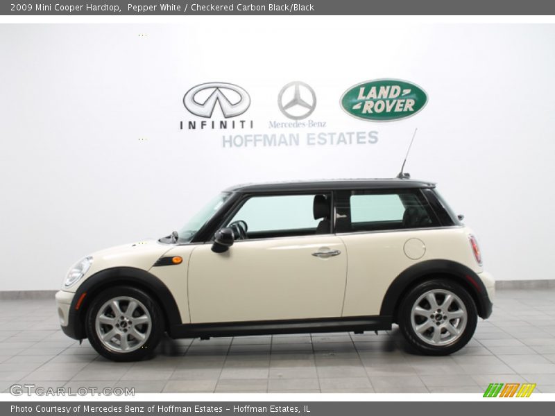 Pepper White / Checkered Carbon Black/Black 2009 Mini Cooper Hardtop