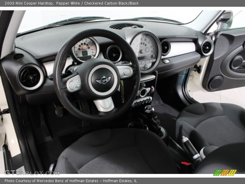 Pepper White / Checkered Carbon Black/Black 2009 Mini Cooper Hardtop
