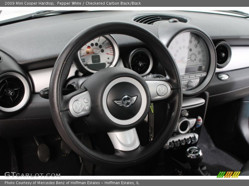 Pepper White / Checkered Carbon Black/Black 2009 Mini Cooper Hardtop