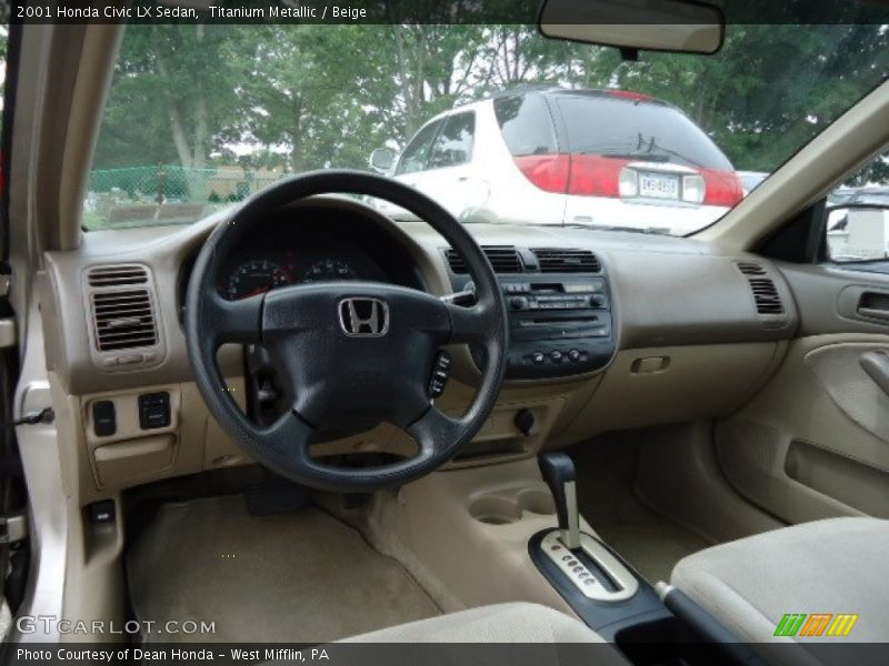 Titanium Metallic / Beige 2001 Honda Civic LX Sedan