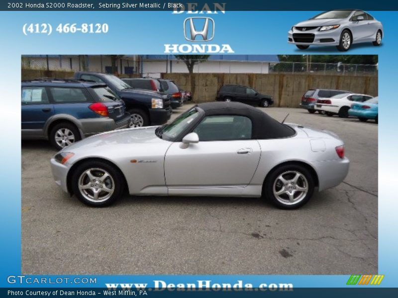 Sebring Silver Metallic / Black 2002 Honda S2000 Roadster