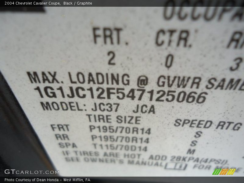 Black / Graphite 2004 Chevrolet Cavalier Coupe