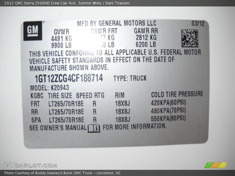 Summit White / Dark Titanium 2012 GMC Sierra 2500HD Crew Cab 4x4