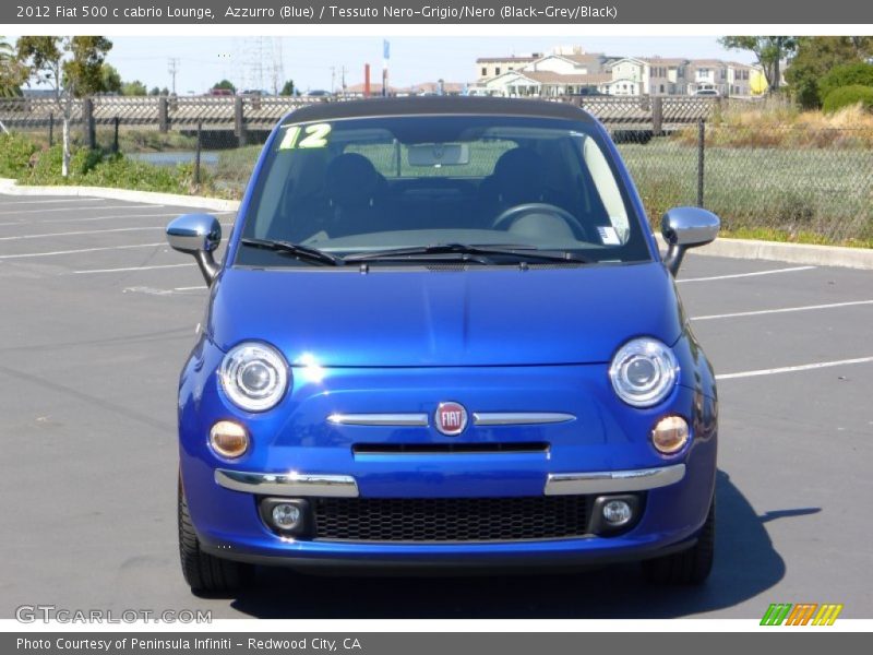 Azzurro (Blue) / Tessuto Nero-Grigio/Nero (Black-Grey/Black) 2012 Fiat 500 c cabrio Lounge