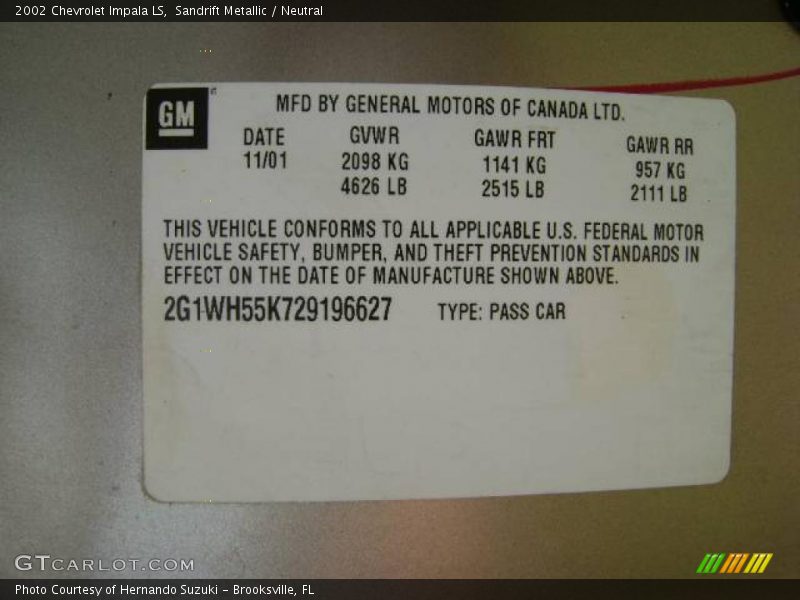 Sandrift Metallic / Neutral 2002 Chevrolet Impala LS