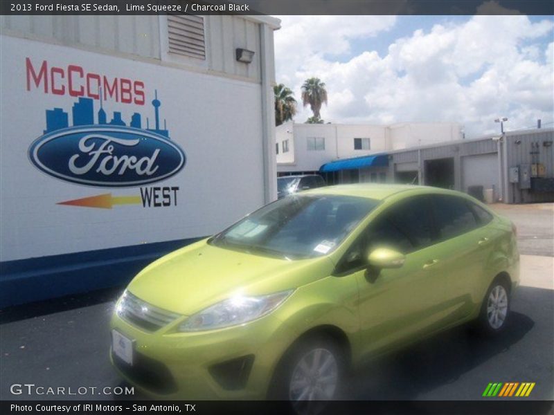 Lime Squeeze / Charcoal Black 2013 Ford Fiesta SE Sedan