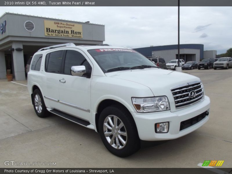 Tuscan White Pearl / Wheat 2010 Infiniti QX 56 4WD