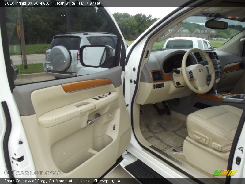 Tuscan White Pearl / Wheat 2010 Infiniti QX 56 4WD