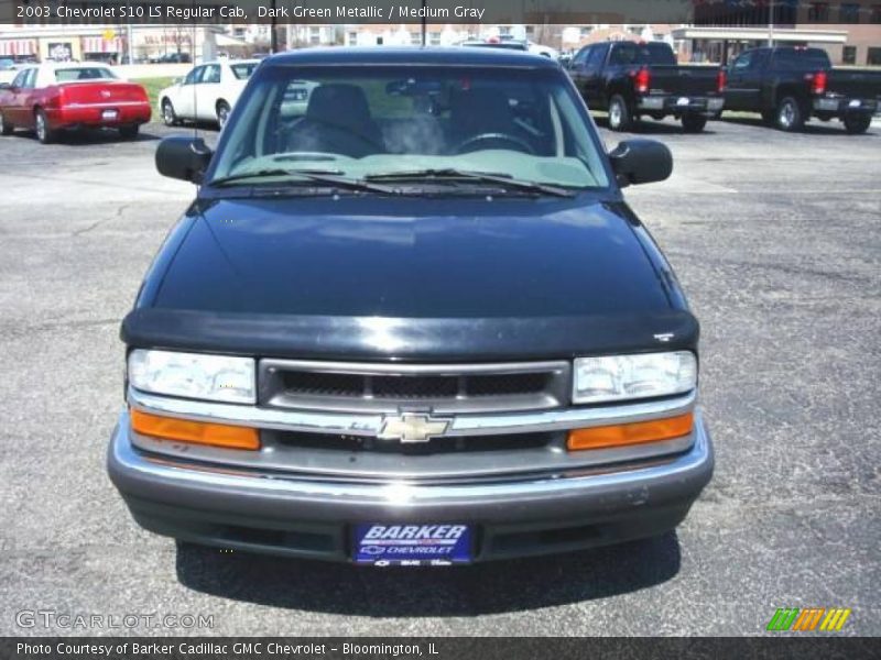 Dark Green Metallic / Medium Gray 2003 Chevrolet S10 LS Regular Cab