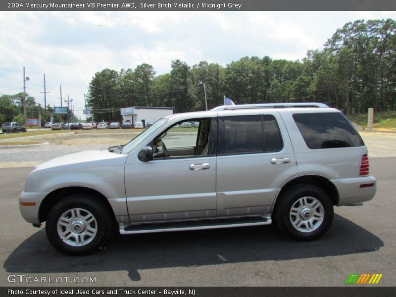 Silver Birch Metallic / Midnight Grey 2004 Mercury Mountaineer V8 Premier AWD