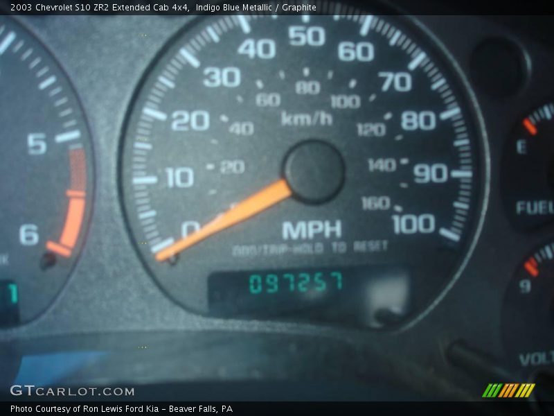 Indigo Blue Metallic / Graphite 2003 Chevrolet S10 ZR2 Extended Cab 4x4