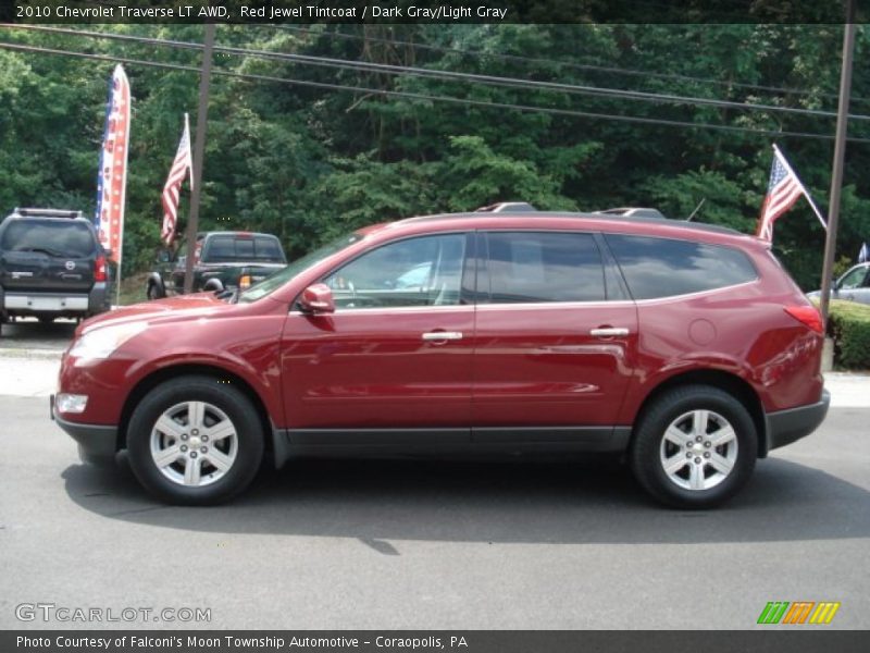 Red Jewel Tintcoat / Dark Gray/Light Gray 2010 Chevrolet Traverse LT AWD