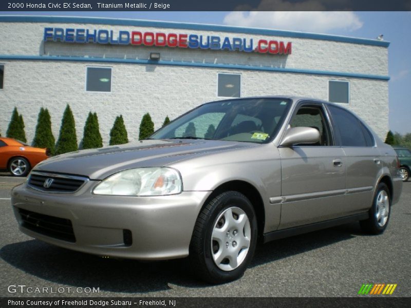 Titanium Metallic / Beige 2000 Honda Civic EX Sedan