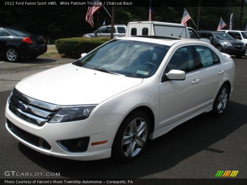 White Platinum Tri-Coat / Charcoal Black 2012 Ford Fusion Sport AWD