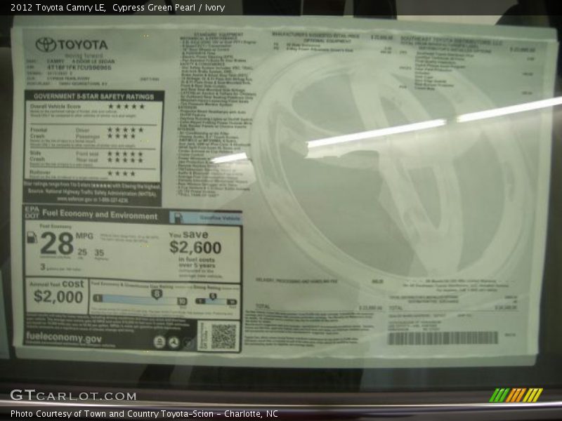 Cypress Green Pearl / Ivory 2012 Toyota Camry LE