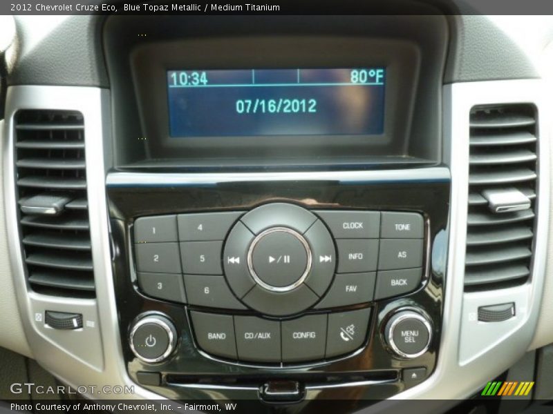 Blue Topaz Metallic / Medium Titanium 2012 Chevrolet Cruze Eco