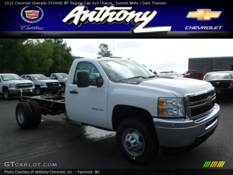 Summit White / Dark Titanium 2012 Chevrolet Silverado 3500HD WT Regular Cab 4x4 Chassis