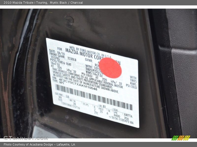 Mystic Black / Charcoal 2010 Mazda Tribute i Touring
