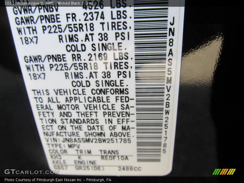 Wicked Black / Gray 2011 Nissan Rogue SL AWD