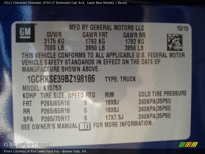 Laser Blue Metallic / Ebony 2011 Chevrolet Silverado 1500 LT Extended Cab 4x4