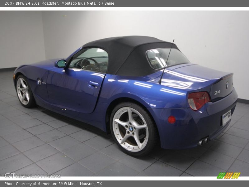 Montego Blue Metallic / Beige 2007 BMW Z4 3.0si Roadster