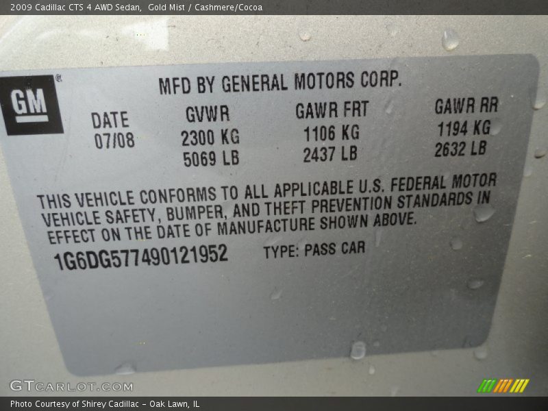Gold Mist / Cashmere/Cocoa 2009 Cadillac CTS 4 AWD Sedan