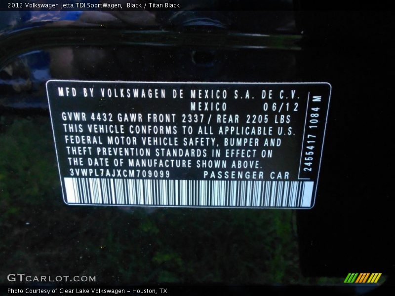 Black / Titan Black 2012 Volkswagen Jetta TDI SportWagen