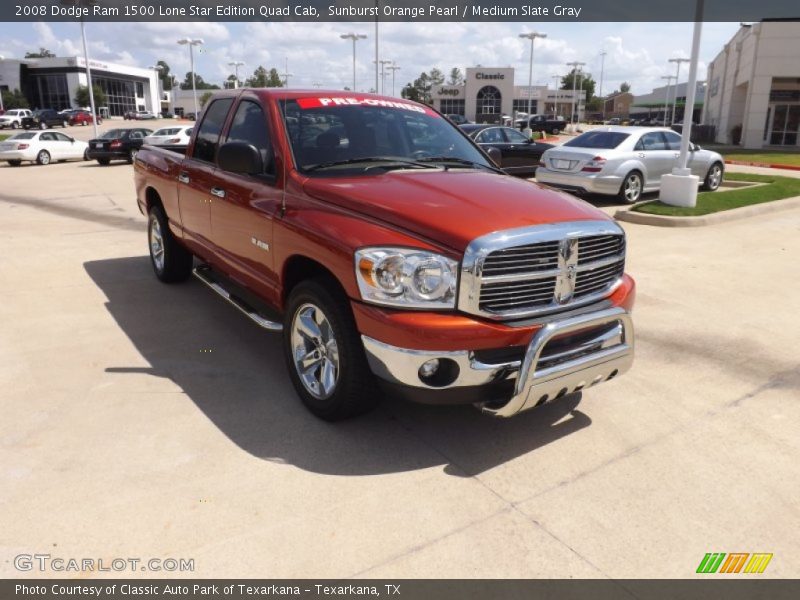 Sunburst Orange Pearl / Medium Slate Gray 2008 Dodge Ram 1500 Lone Star Edition Quad Cab