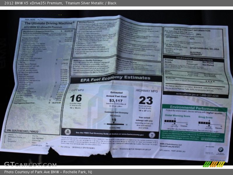 Titanium Silver Metallic / Black 2012 BMW X5 xDrive35i Premium