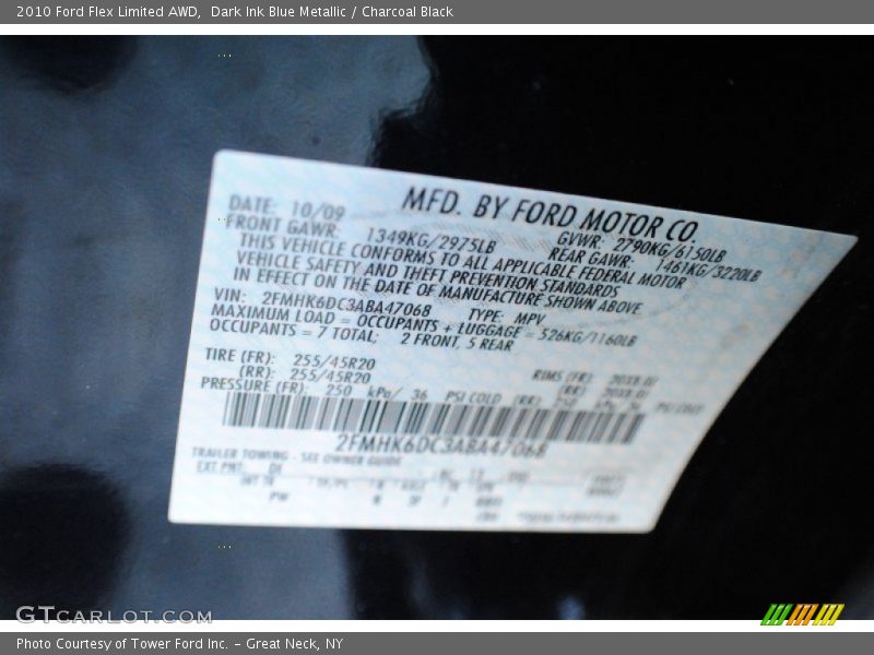 Dark Ink Blue Metallic / Charcoal Black 2010 Ford Flex Limited AWD