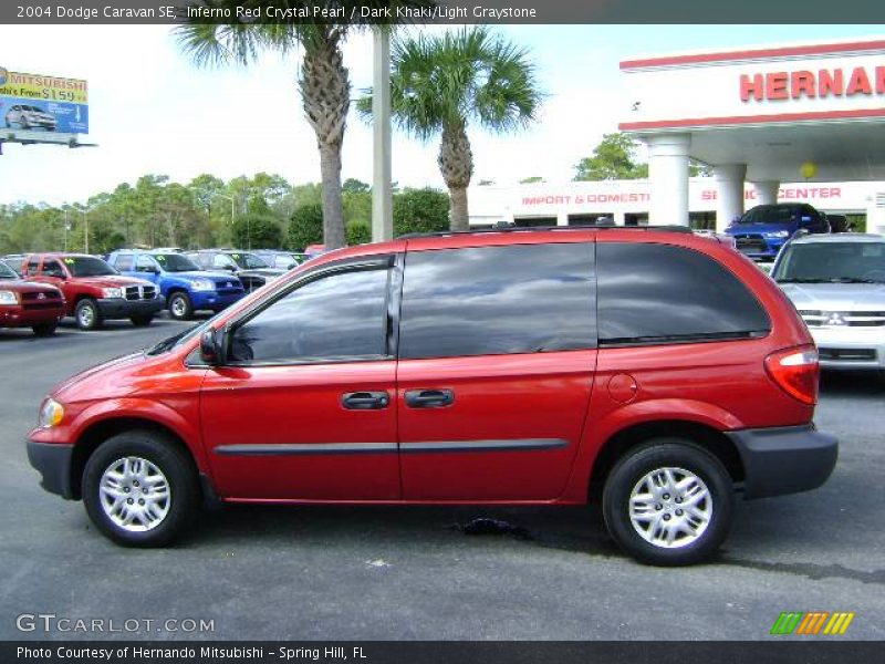 Inferno Red Crystal Pearl / Dark Khaki/Light Graystone 2004 Dodge Caravan SE