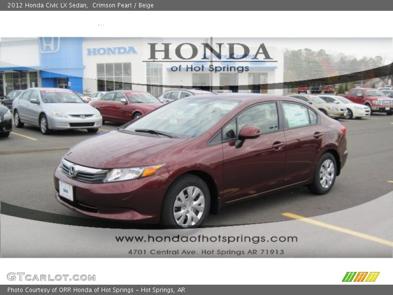 Crimson Pearl / Beige 2012 Honda Civic LX Sedan