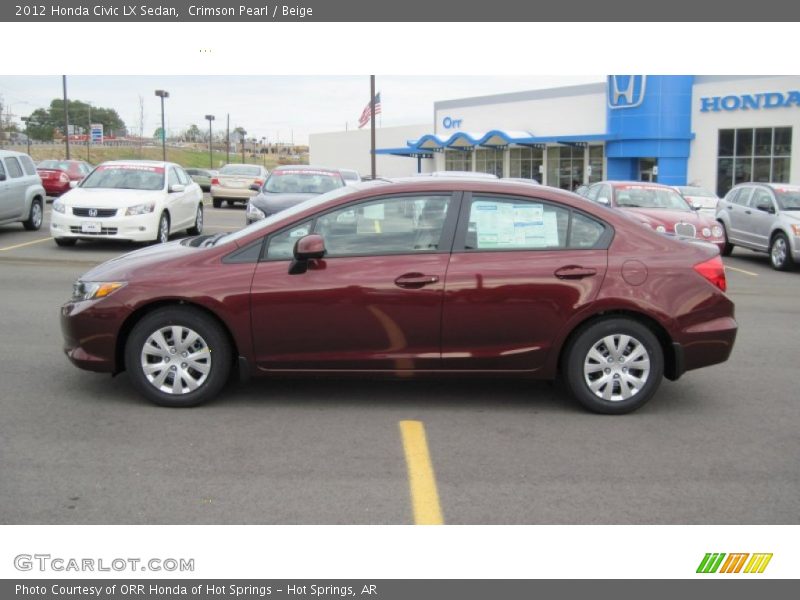 Crimson Pearl / Beige 2012 Honda Civic LX Sedan