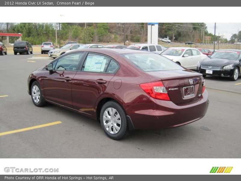 Crimson Pearl / Beige 2012 Honda Civic LX Sedan