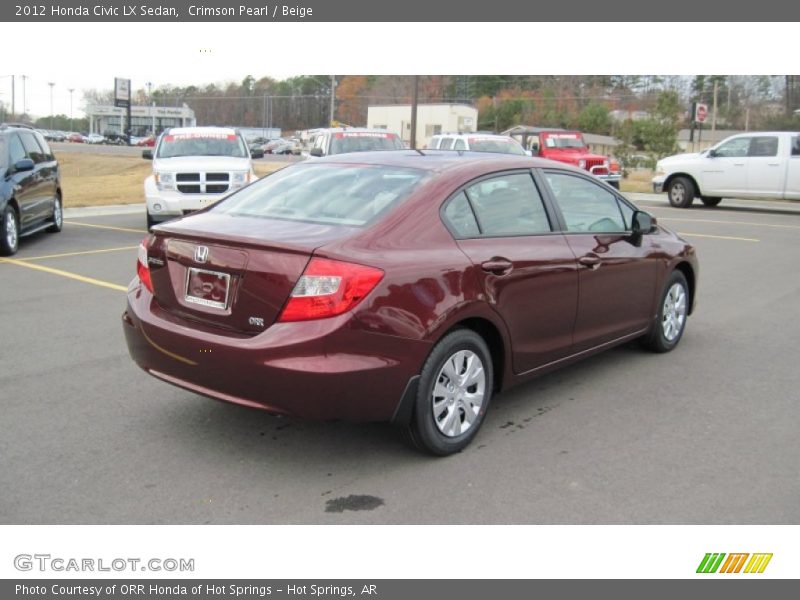 Crimson Pearl / Beige 2012 Honda Civic LX Sedan