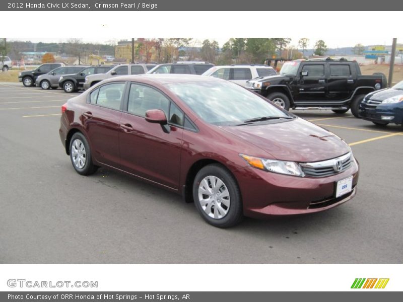 Crimson Pearl / Beige 2012 Honda Civic LX Sedan