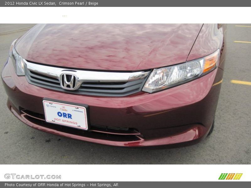 Crimson Pearl / Beige 2012 Honda Civic LX Sedan