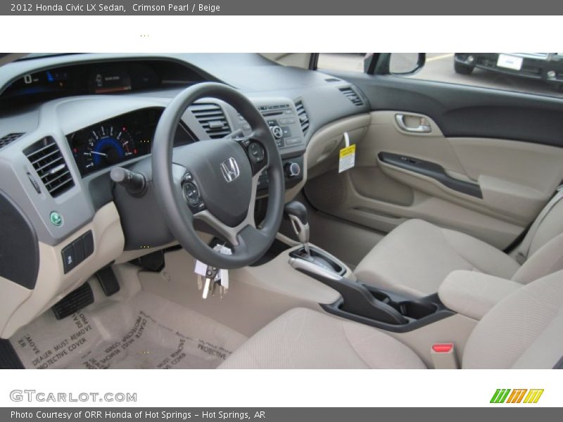 Crimson Pearl / Beige 2012 Honda Civic LX Sedan