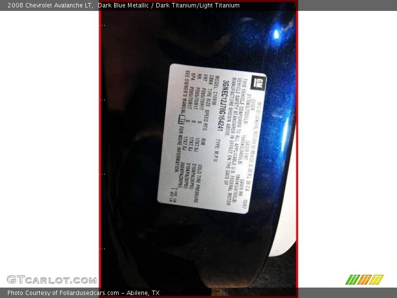 Dark Blue Metallic / Dark Titanium/Light Titanium 2008 Chevrolet Avalanche LT