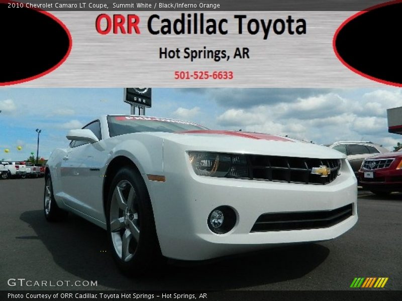 Summit White / Black/Inferno Orange 2010 Chevrolet Camaro LT Coupe