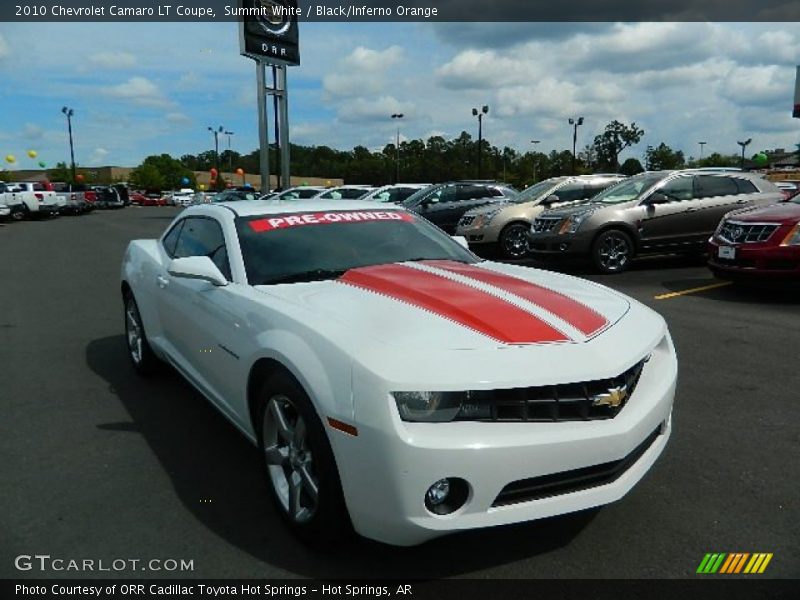 Summit White / Black/Inferno Orange 2010 Chevrolet Camaro LT Coupe