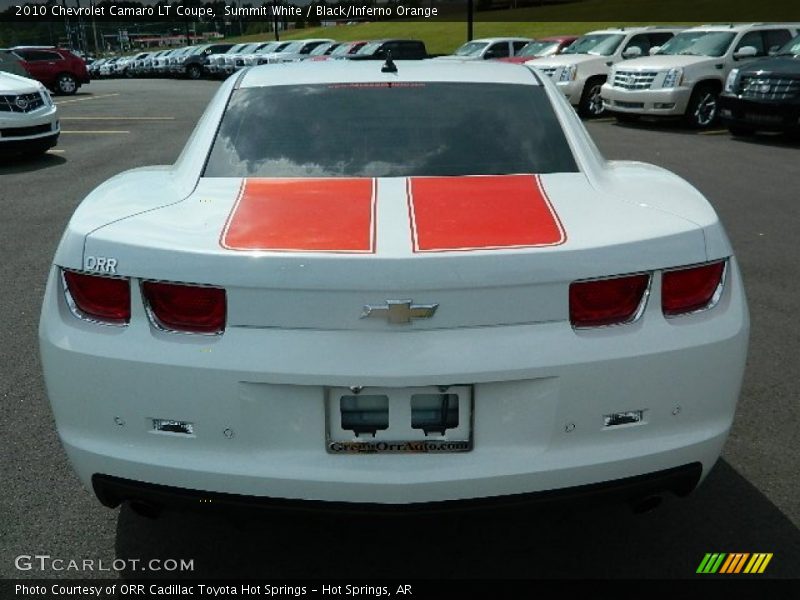 Summit White / Black/Inferno Orange 2010 Chevrolet Camaro LT Coupe
