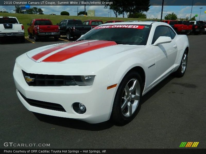 Summit White / Black/Inferno Orange 2010 Chevrolet Camaro LT Coupe