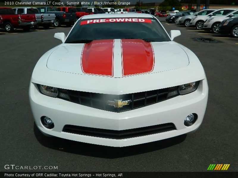 Summit White / Black/Inferno Orange 2010 Chevrolet Camaro LT Coupe